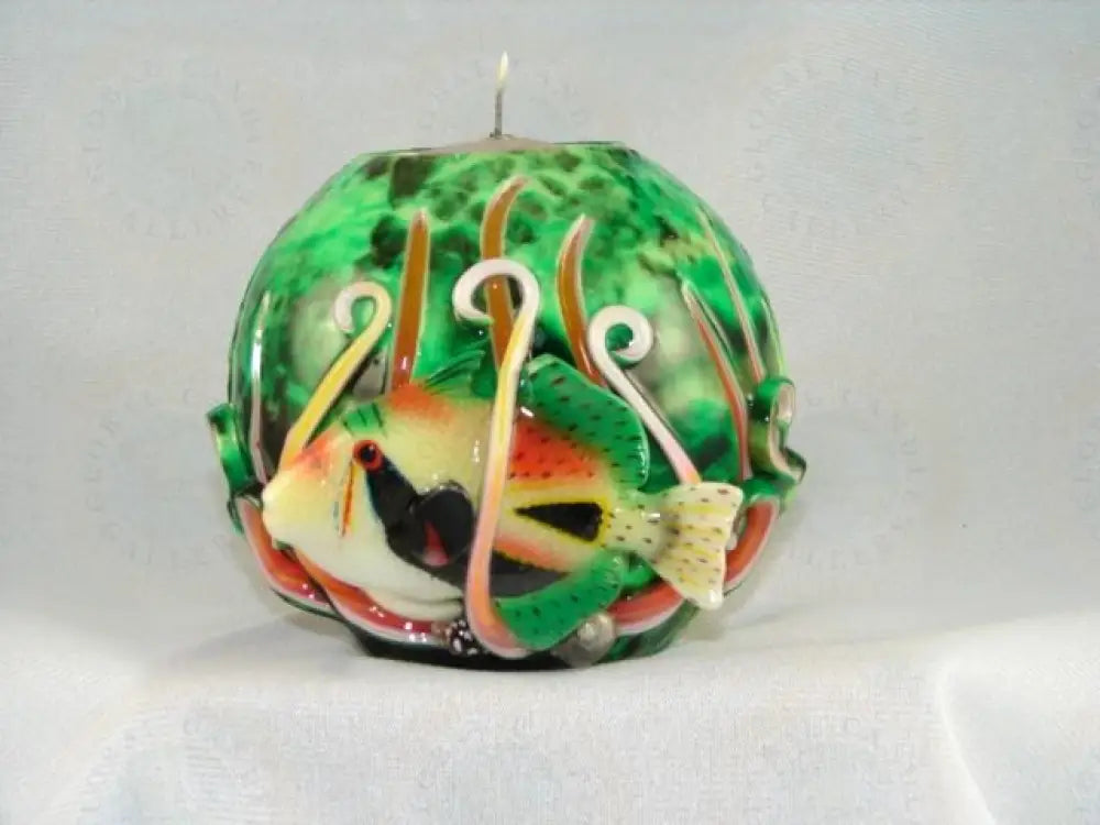 Round Green Tropical Fish Candle