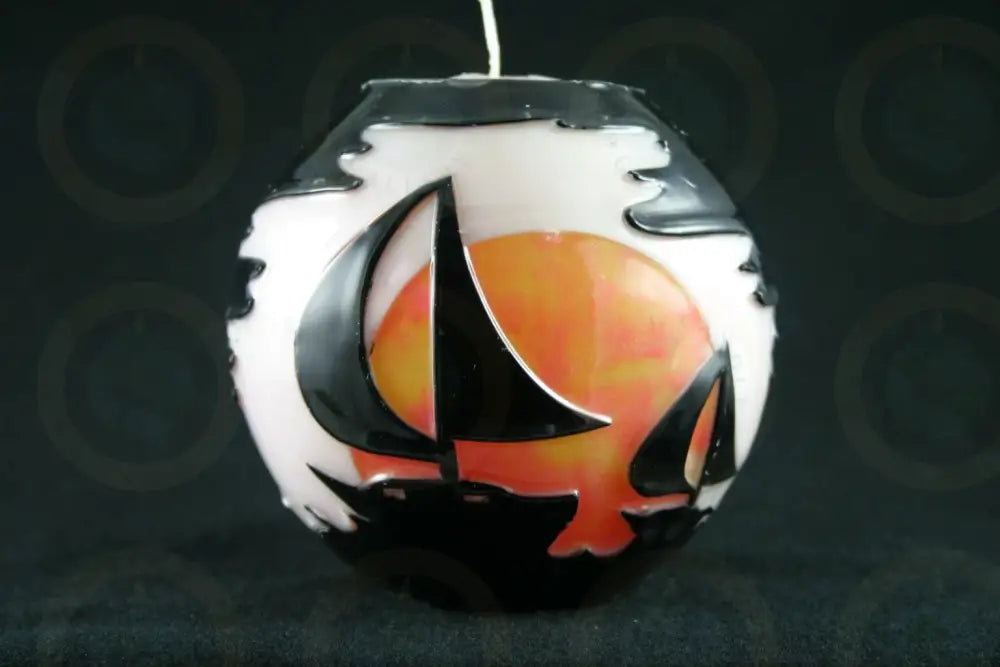 Sailboat White Black Sun Candle