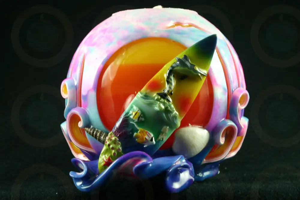 Surfing Wave Sun Candle