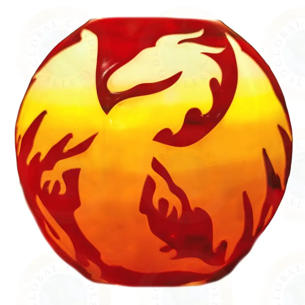 Dragon with Flames Red Orange Yellow