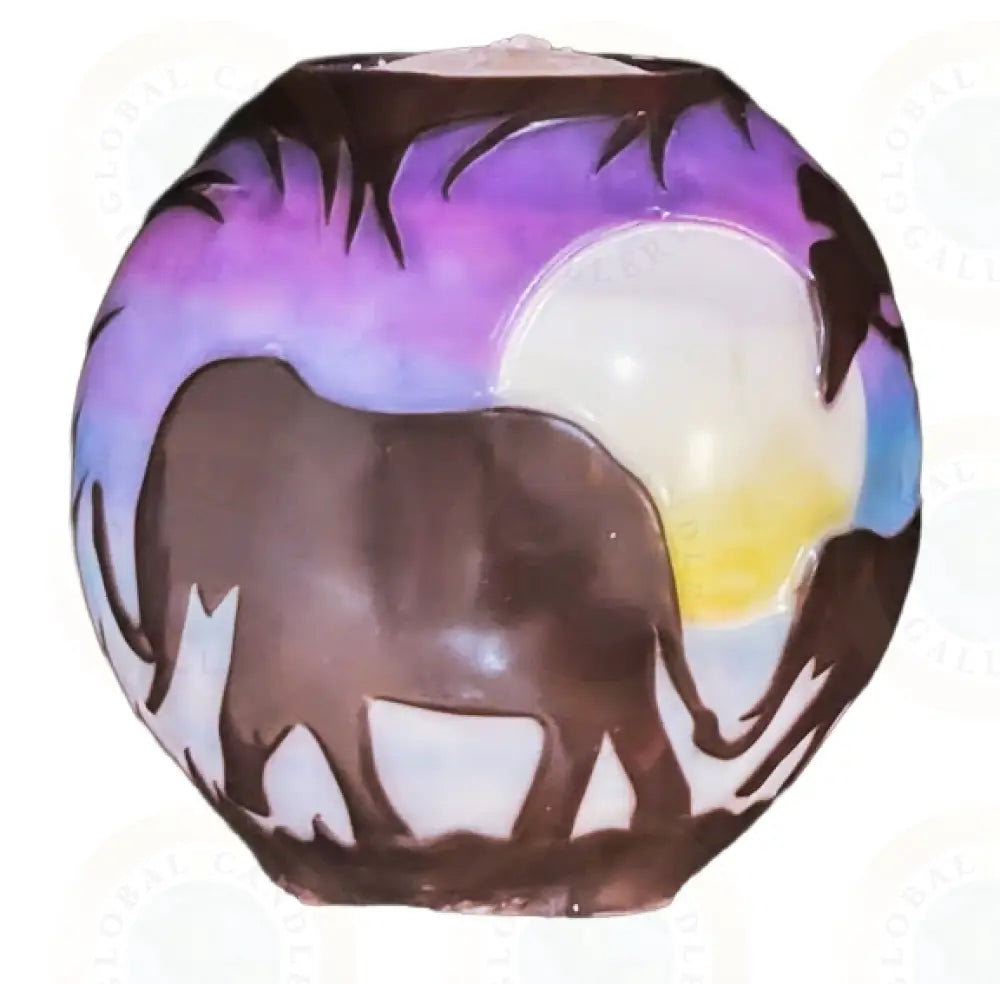 Elephant - African Safari Purple Safari Sunset & Black