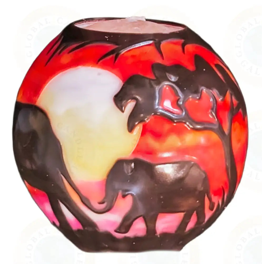 Elephant - African Safari Red Safari Sunset & Black