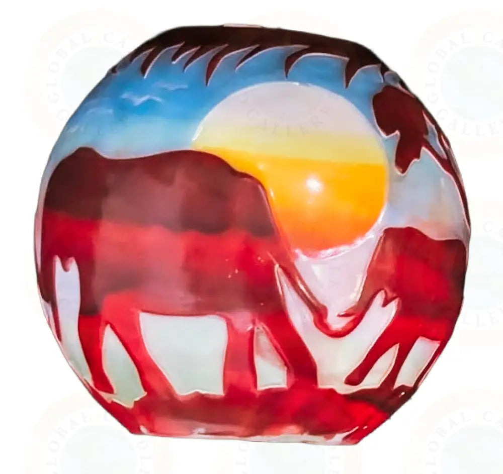 Elephant - African Safari Sky Blue Safari Sunset & Brown