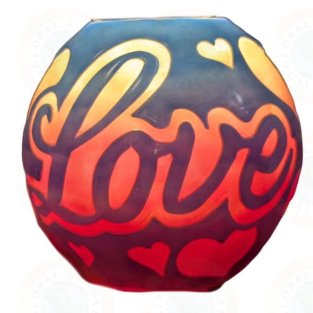 ’Love’ with Hearts Blue and Pink