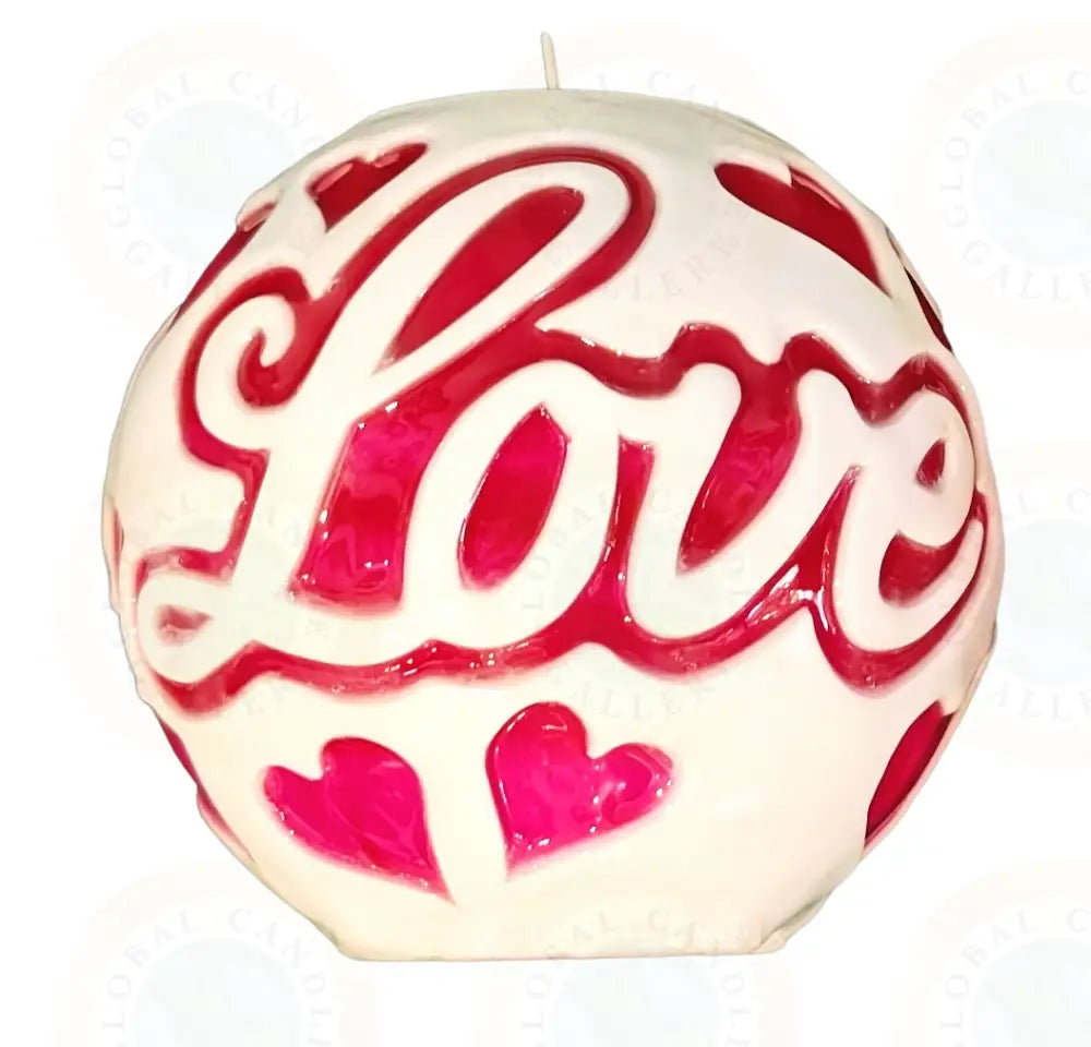 ’Love’ with Hearts White with Red