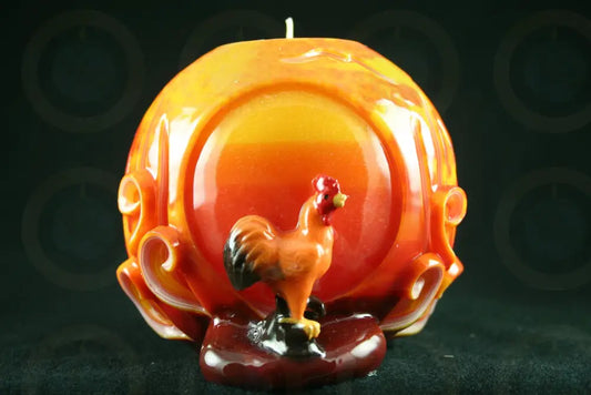 Rooster Sun Flat Candle