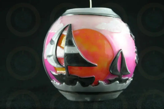 Sailboat Multi Color Sail and Sunset Candle