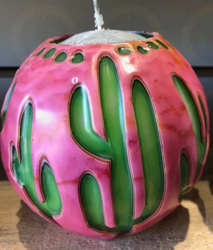 Sedona Pink Green Cactus Candle Studio