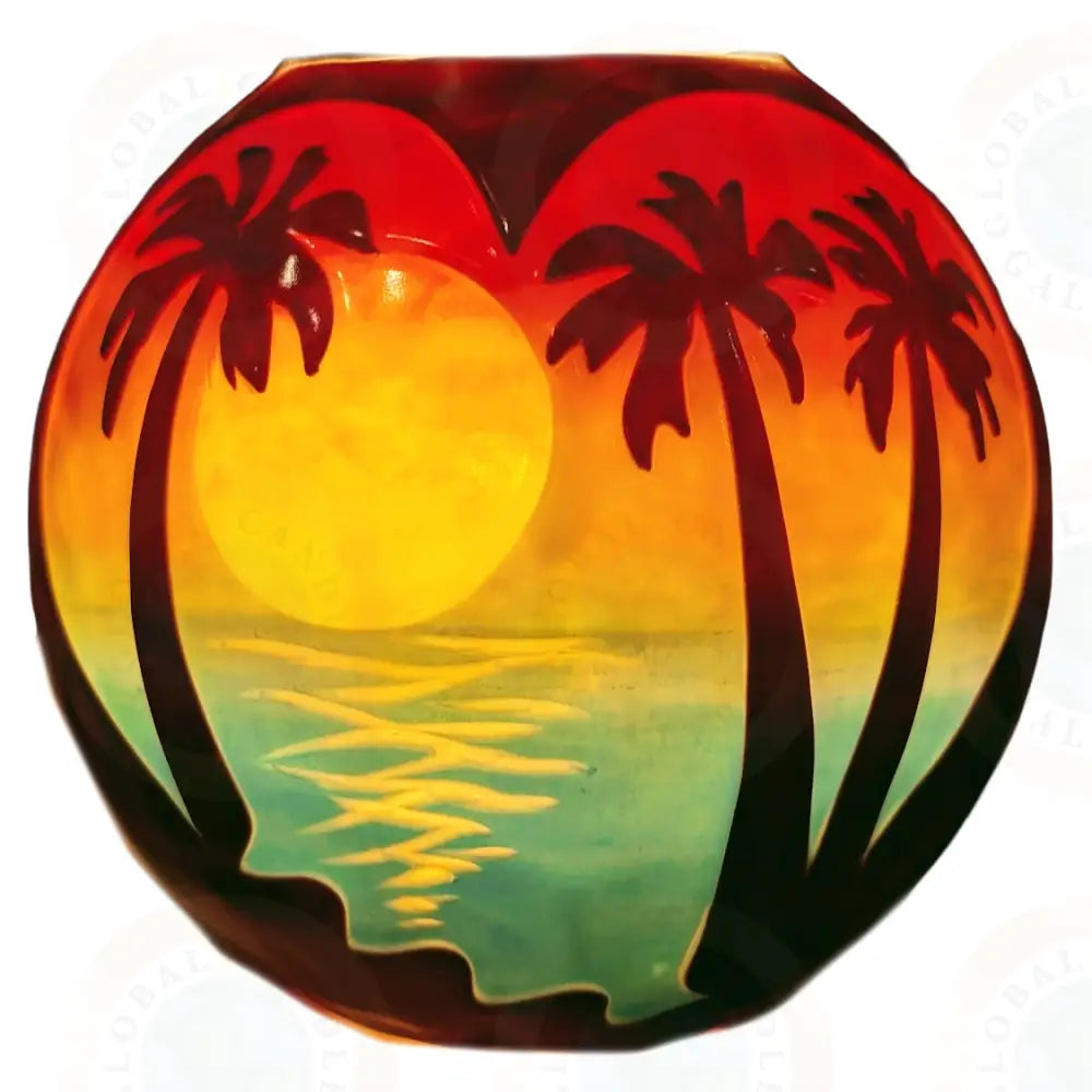 Tropical Sunset with Flower