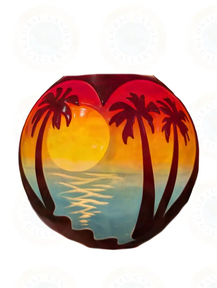 Tropical Sunset with Flower