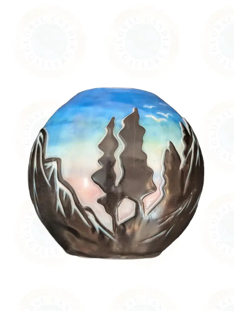Wolf with Moon and Mountains
